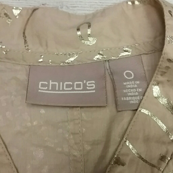 Chicos sz 0 Small vest open front tan and gold - Picture 2 of 5
